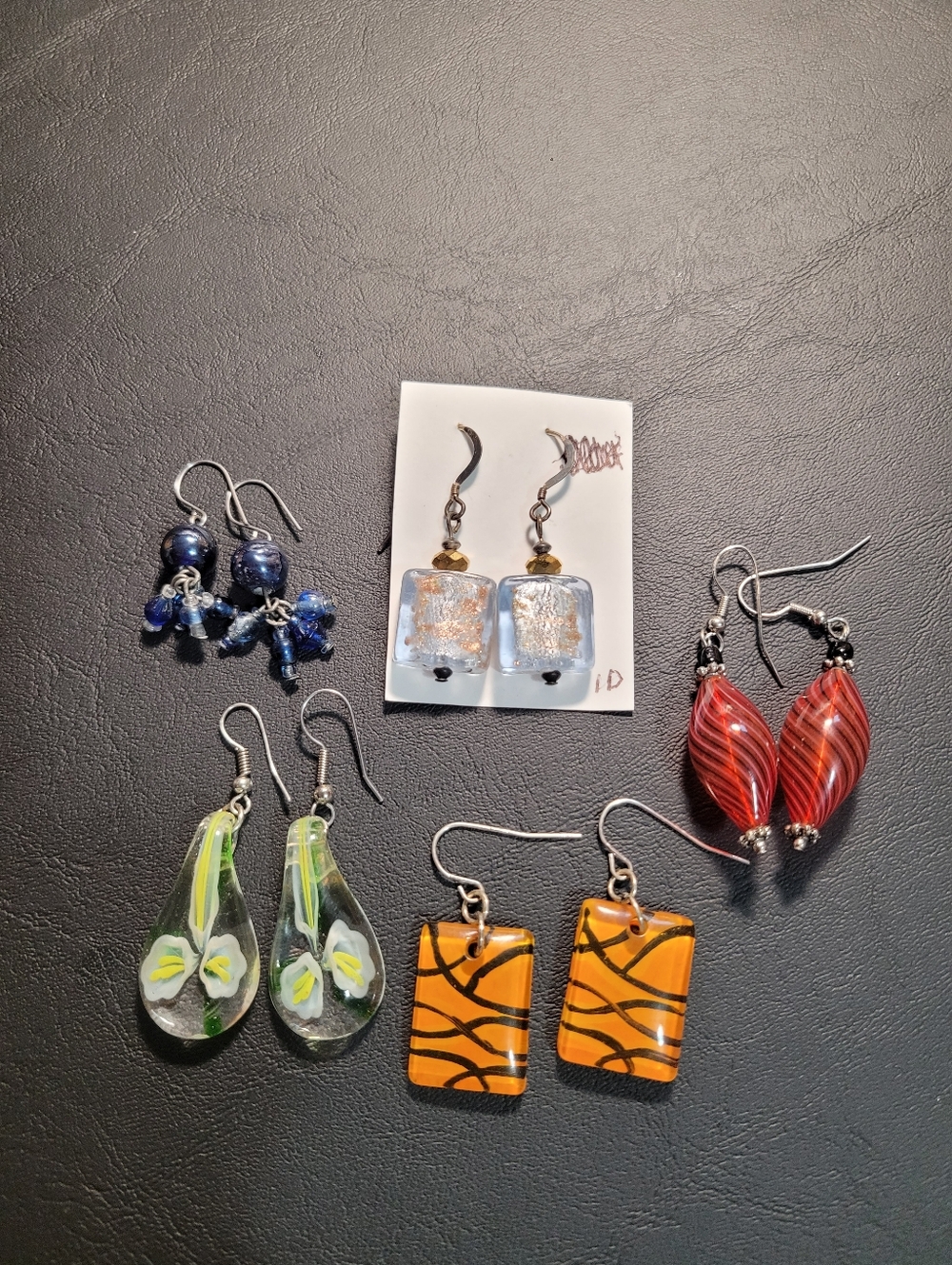 5 Pairs of Glass Earrings